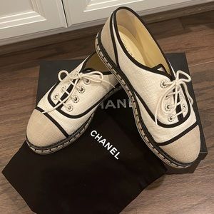 Like New✨Chanel Cotton Lace Up Espadrilles / Size 39